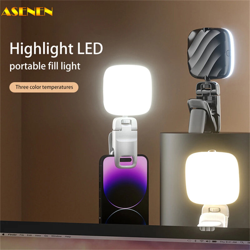 Anillo De Luz LED para Selfie, Luz De relleno para fotografía, Clip para teléfono móvil, recargable por Usb, para videoconferencia en vivo, 49