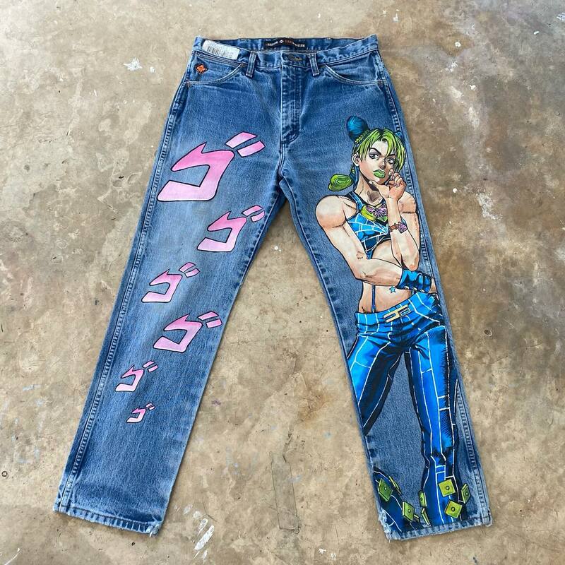 Pantalones vaqueros holgados con estampado de Anime para hombre y mujer, Jeans góticos de cintura alta, pierna ancha, Hip Hop, Harajuku, Y2k