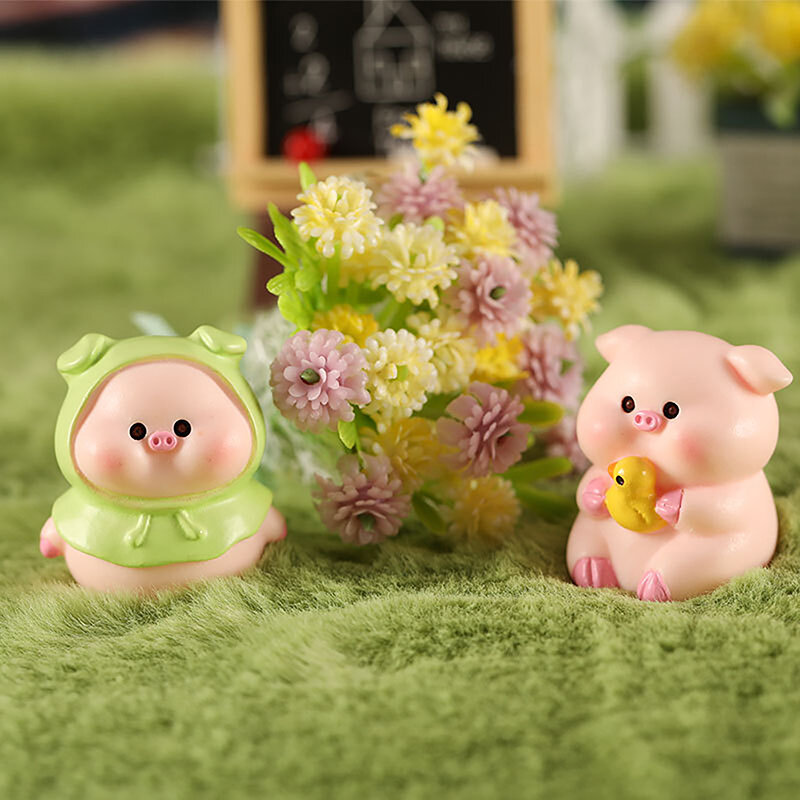 Mini Cute Pig Figurine Animal Model Moss Micro Landscape Home Decor accessori per la decorazione del giardino delle fate in miniatura