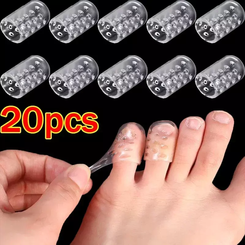 Silicone Toes Caps para Homens e Mulheres, Little Toe Tube Protector, Anti-Fricção, Respirável Foot Care, Finger Covers, Elasticidade, Gel, 5 PCs, 20PCs