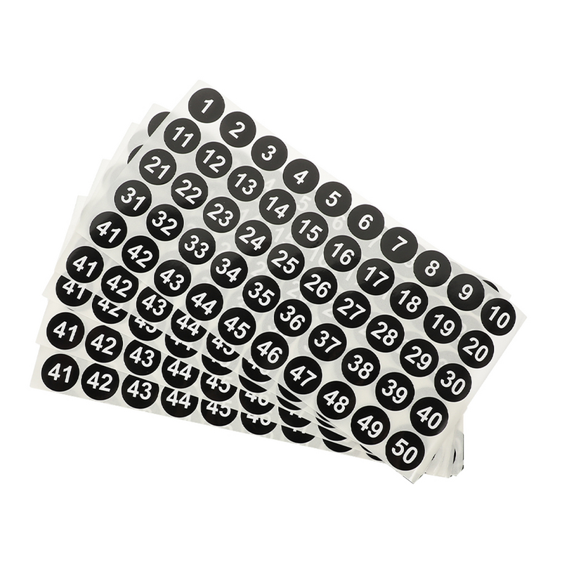 Pegatinas digitales redondas, pegatinas multifunción con números, etiquetas para ropa, 5 hojas