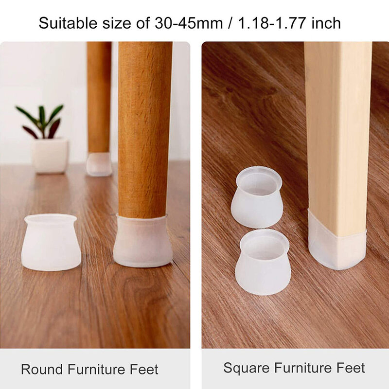 36pcs Round Silicone Table Chair Feet Cover Floor Protector Furniture Feet Anti-Scratch Protective Pad Anti-Slip Chair Leg Caps