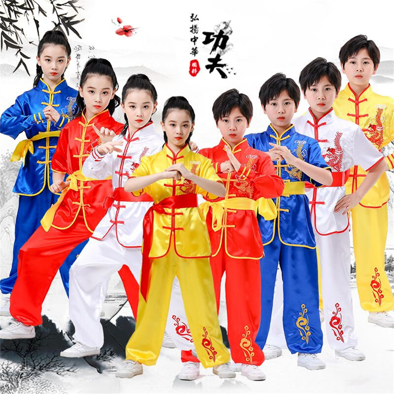 Traje tradicional chino de Wushu para niños y niñas, ropa de KungFu, uniforme de arte marcial de Tai Chi, trajes con logotipo personalizado