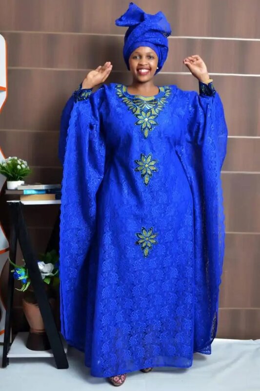Plus Size vestiti africani per le donne 2023 nuovo Dashiki Ankara ricamo Bazin Riche Design abiti da festa di nozze con foulard