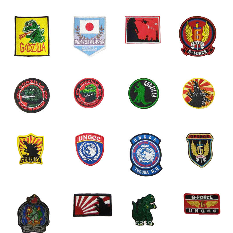 Godzilla Cartoon Embroidery Patches para Mochilas, Vestuário Patch Acessórios, Monster Down Jeans, DIY Badge Back Adhesive