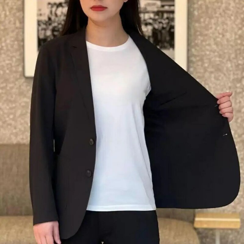 Functional Pockets Suit for Women Elegant Women's Formal Business Coat with Button Closure Pockets Long for Office for Women