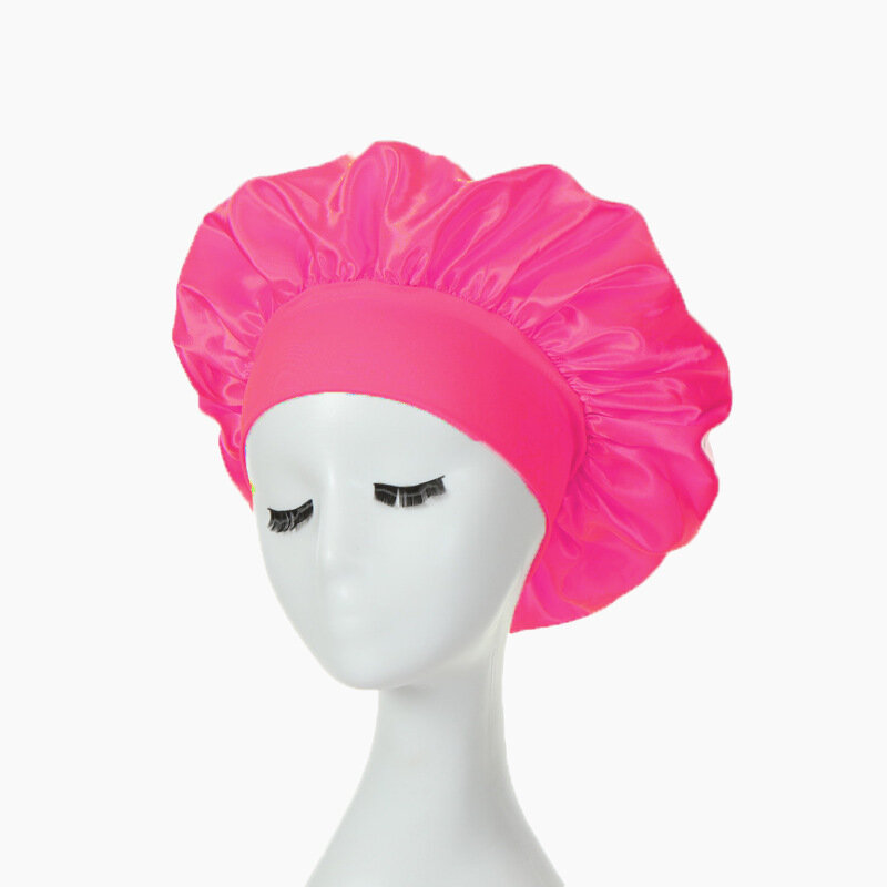 Unisex chusta na głowę elastyczna opaska na czapkę z rondem czapka nocna czepek kąpielowy bardzo duża satynowa jedwabista czapeczka snu z elastyczną opaską Premium