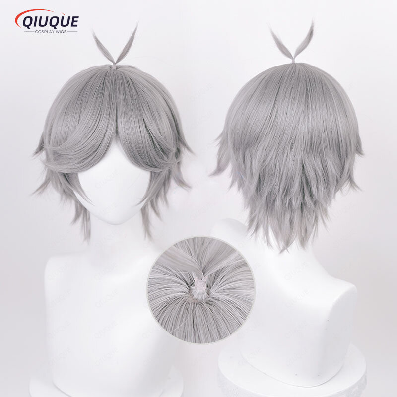Anime Sugawara Koushi Cosplay Wig Silver Gray Short Heat Resistant Synthetic Hair Halloween Role Play Wigs + Wig Cap
