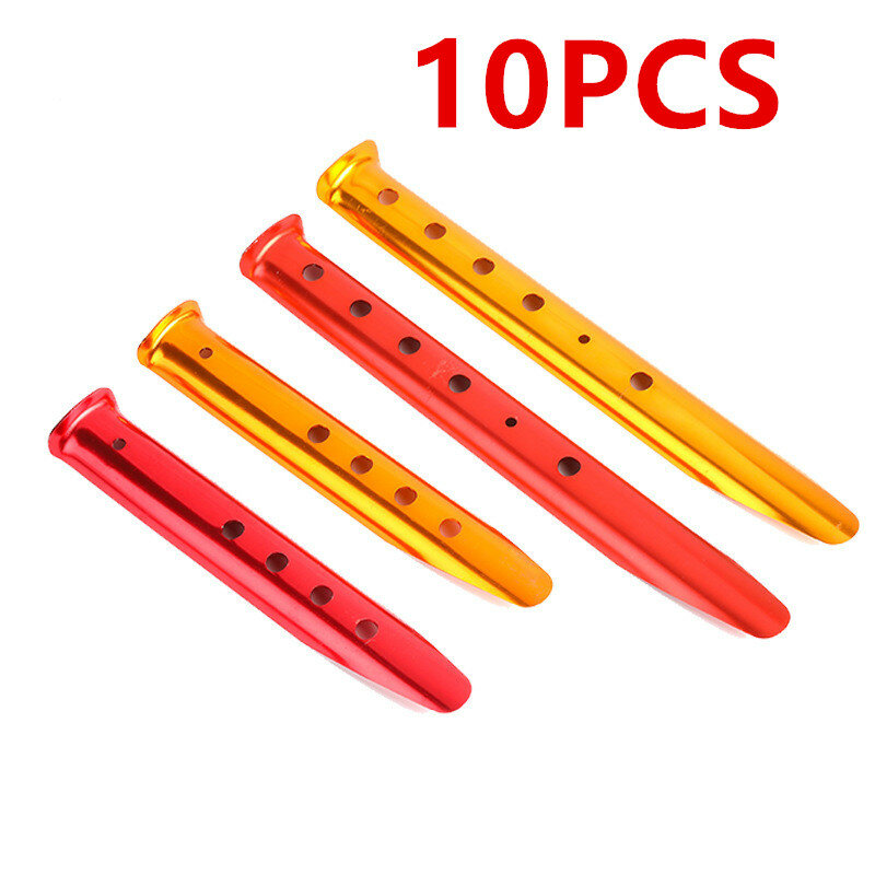 Aluminum Tent Stakes, 10-Pack Aluminum Ground Pegs for Camping in Snow and Sand Tent Boating Hiking Backpacking Picnic Shelter