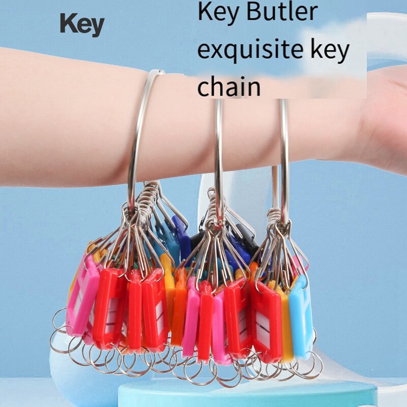 Portable Metal Ring Key Organizer com mola ganchos, etiquetas chaves, etiqueta janela