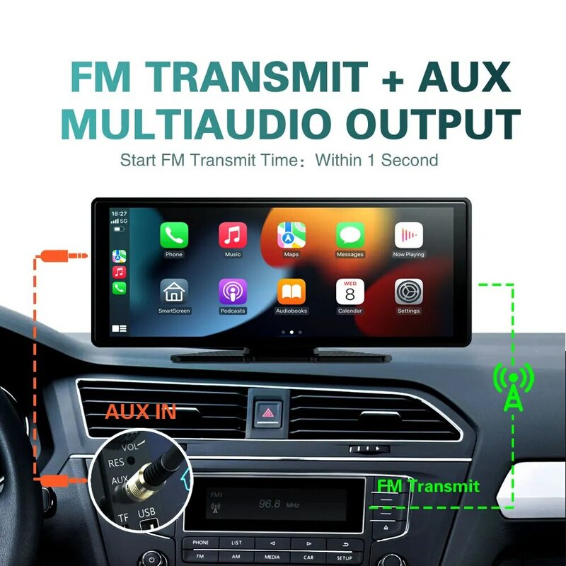 XUDA 범용 자동차 라디오 멀티미디어 와이파이 비디오 플레이어, 무선 카플레이 및 안드로이드 자동, 애플 또는 안드로이드 MP5 플레이어, 10.26 인치