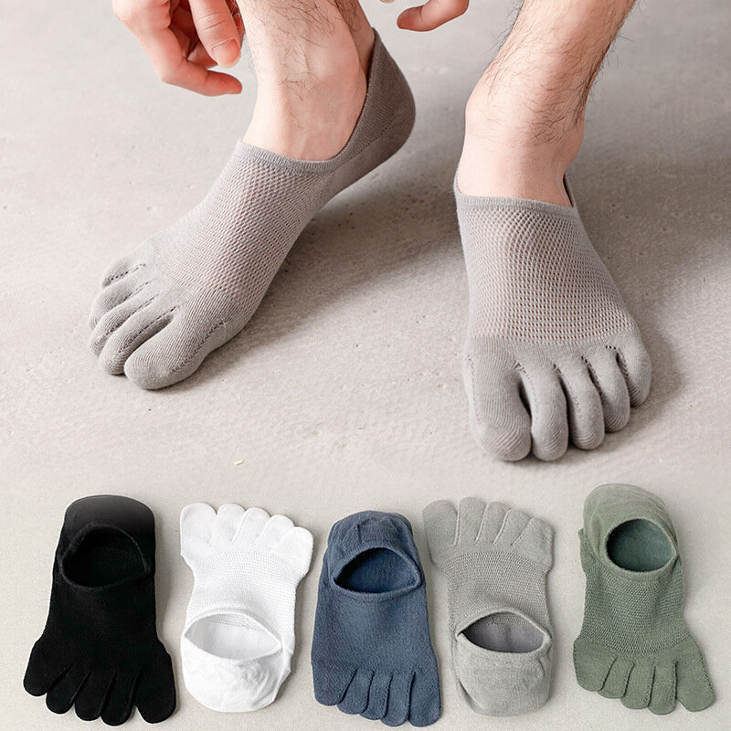 5 Paar unsichtbare Zehen socken Sommer dünne Baumwolle Mesh flachen Mund weich elastisch atmungsaktiv Deodorant cool 5 Finger Socken Sokken
