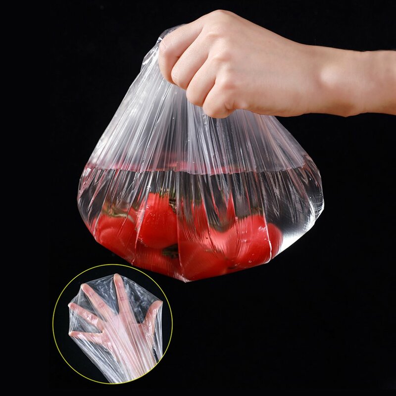 Penutup makanan sekali pakai plastik bungkus elastis tutup makanan untuk mangkuk buah topi penyimpanan dapur segar menjaga tas penghemat