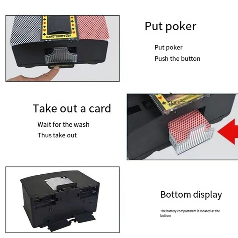 Cartão Shuffler automático com USB e bateria, dupla finalidade, pequeno, 2 Deck, Poker Deck, 1 peça