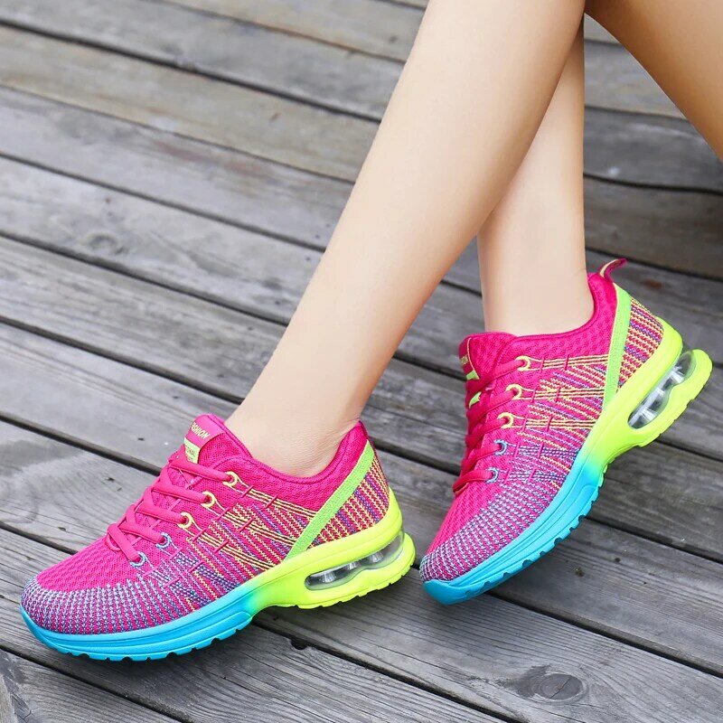 Zapatillas de correr transpirables para mujer, zapatos ligeros con cojín de aire, cómodos para entrenamiento deportivo, novedad de 2023