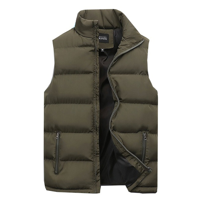 Jaket Tank Top ritsleting hangat untuk pria, mantel tanpa lengan serbaguna kasual Atasan Pria musim gugur dan musim dingin 2023