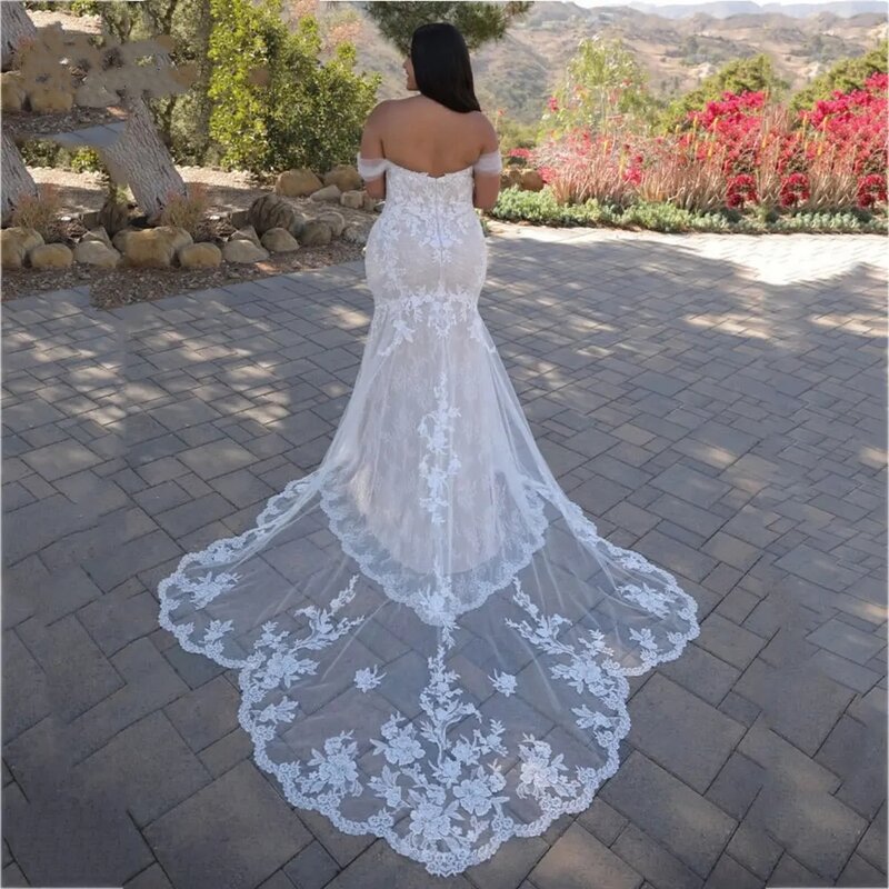 2024 Elegant Mermaid Wedding Dress Classic Off Shoulder Plus Size Bridal Gowns Appliques Customed vestido فستان حفلات الزفاف