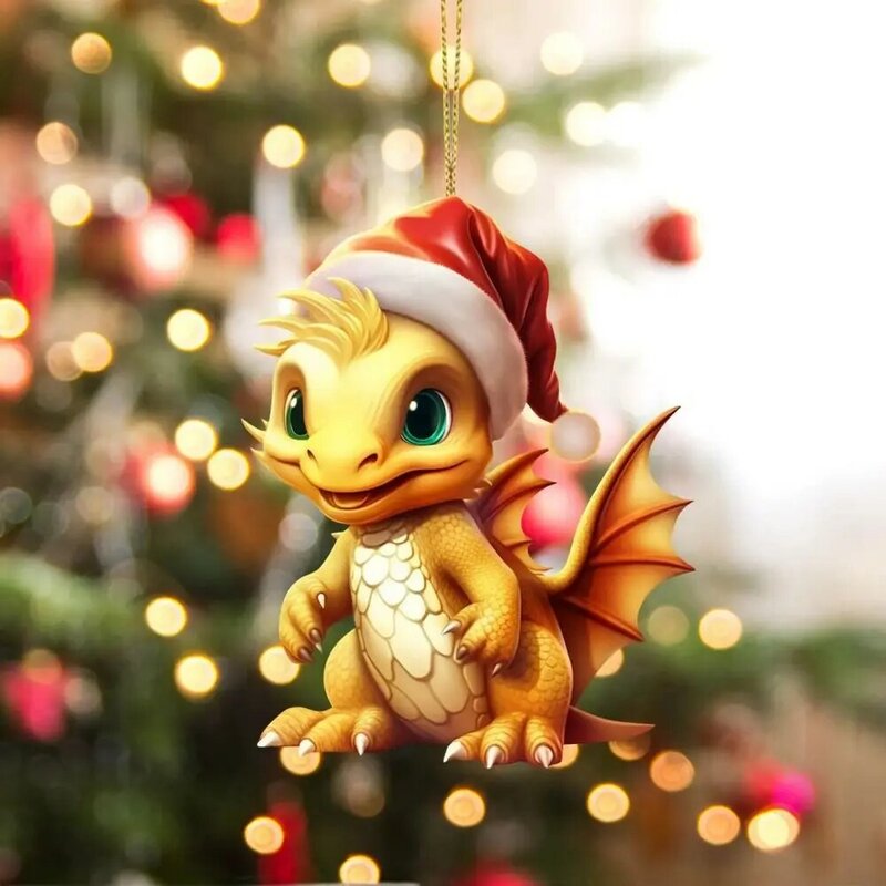 Рождественский дракон, Рождественский кулон, новогодний подарок, акриловое детское яйцо, домашние украшения, мультяшная Милая подвеска на рождественскую елку