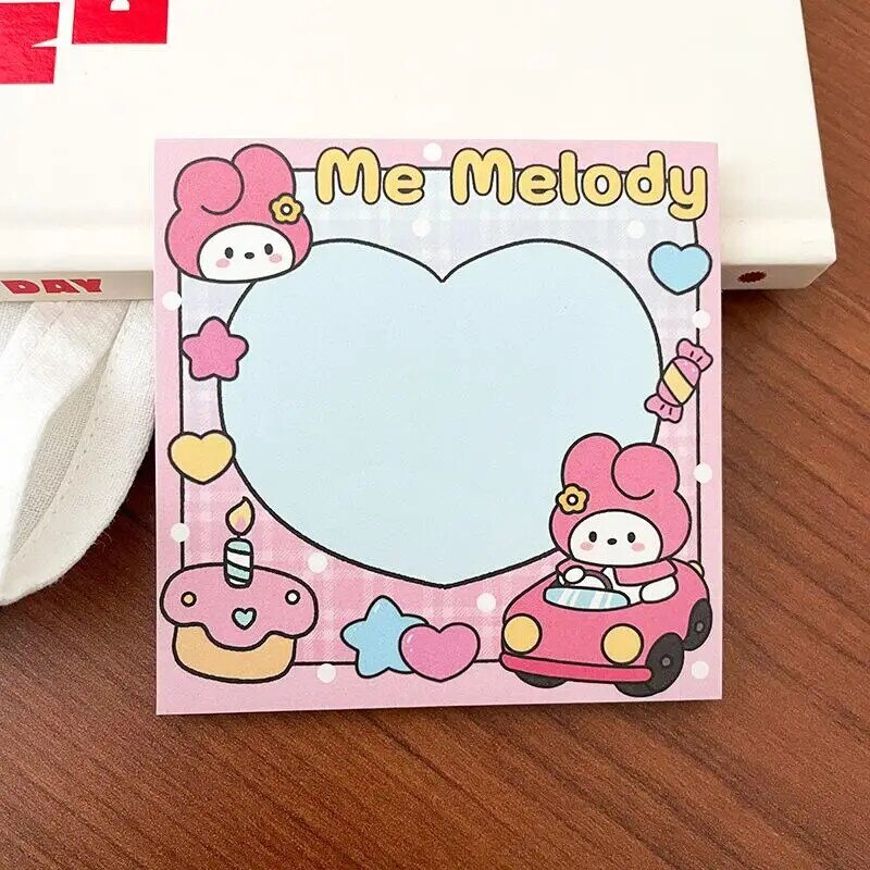 Sanrio Note Paper Kawaii Kuromi Mymelody Pochacco Cinnamoroll libro de mensajes para estudiantes, cuaderno portátil de dibujos animados lindo