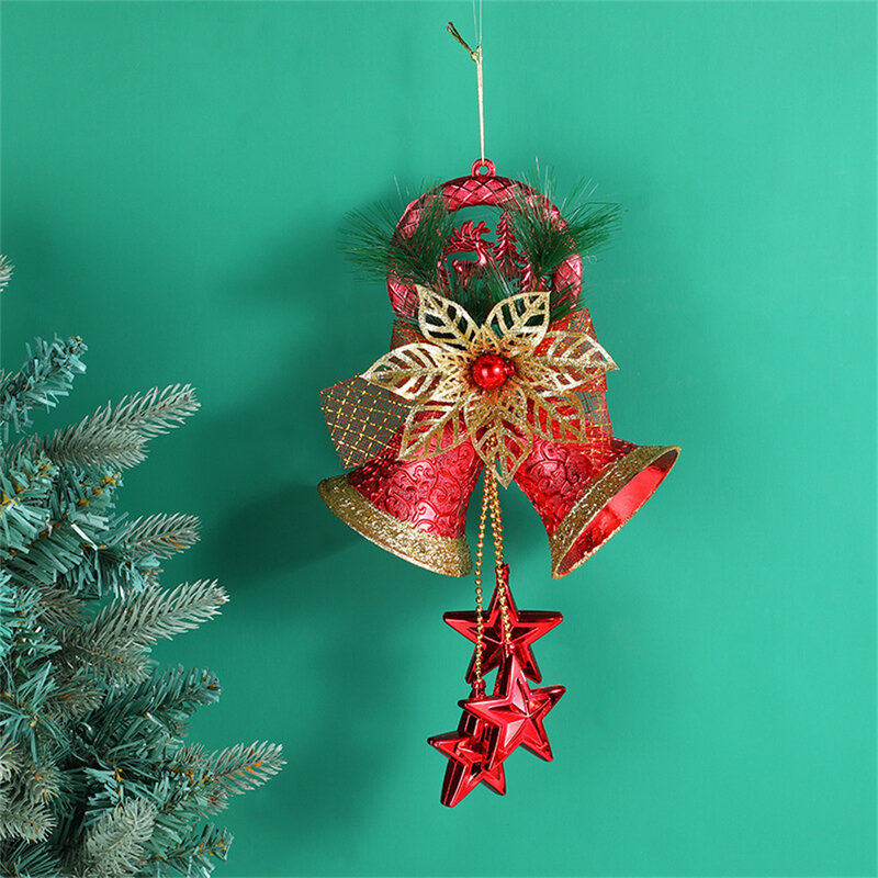 Kerstklokken Decoratie Goud Bloem Hangende Hanger Xms Boom Ornamenten Voor Thuis Xmas Deco Navidad Feest Nieuwjaarsgeschenken