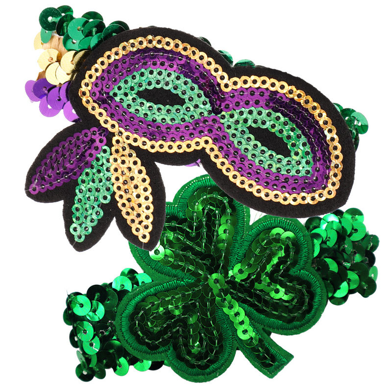 2 buah gelang karnaval aksesoris Hari St Patrick gelang Irlandia untuk wanita payet Irsih pesta jumlah besar penyatu payet