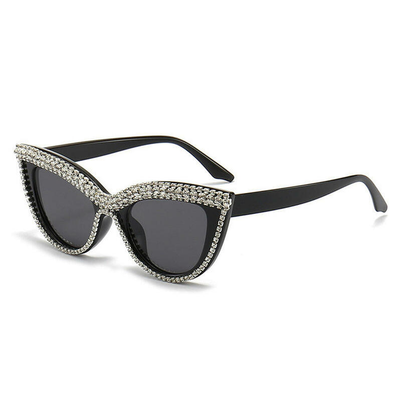 고양이 눈 다이아몬드 선글라스 남녀공용, 럭셔리 패션, 오버사이즈 라인스톤 선글라스, 트렌디 쉐이드 안경, 여성 안경