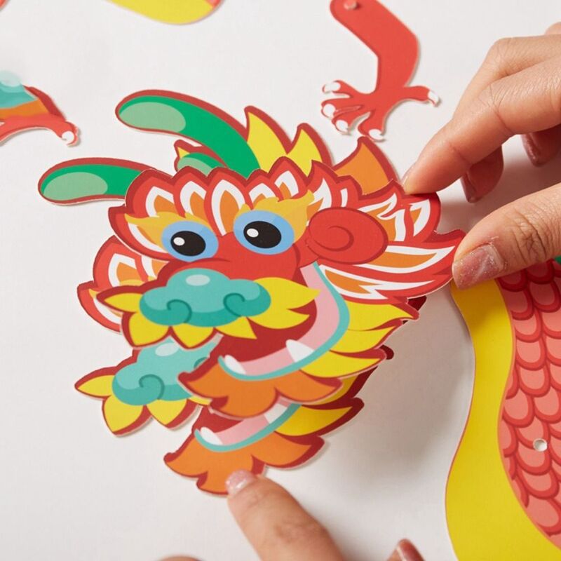 Paquet de matériel exécutif fait à la main pour le nouvel an chinois, dragon de culture traditionnelle, papier découpé délicat, cadeau de bricolage