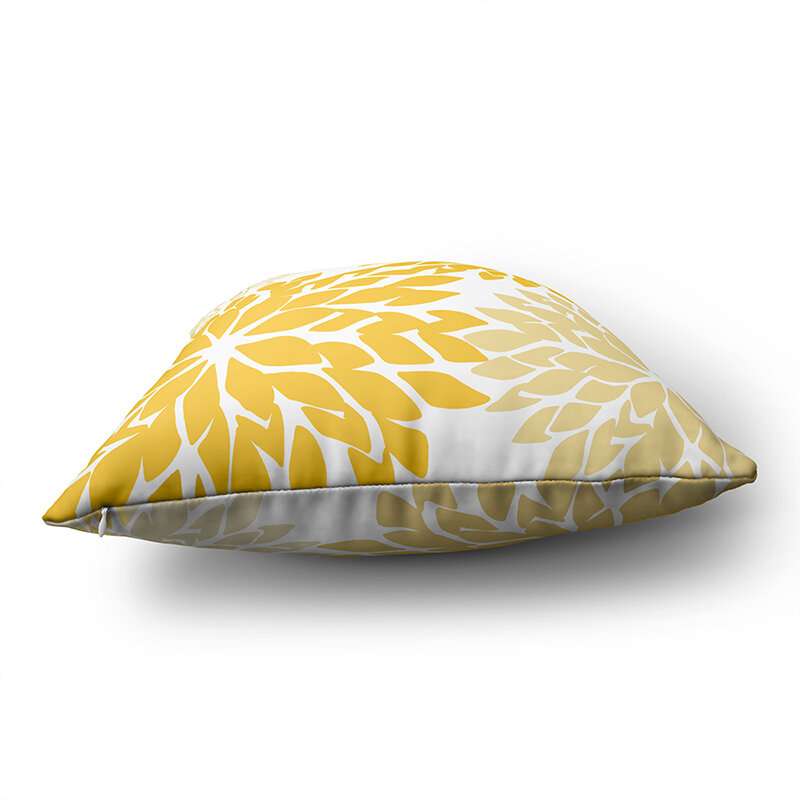 Zhenhe黄色幾何スクエア枕ケース両面印刷クッションカバー寝室用ソファ装飾18 × 18インチ (45 × 45センチメートル)