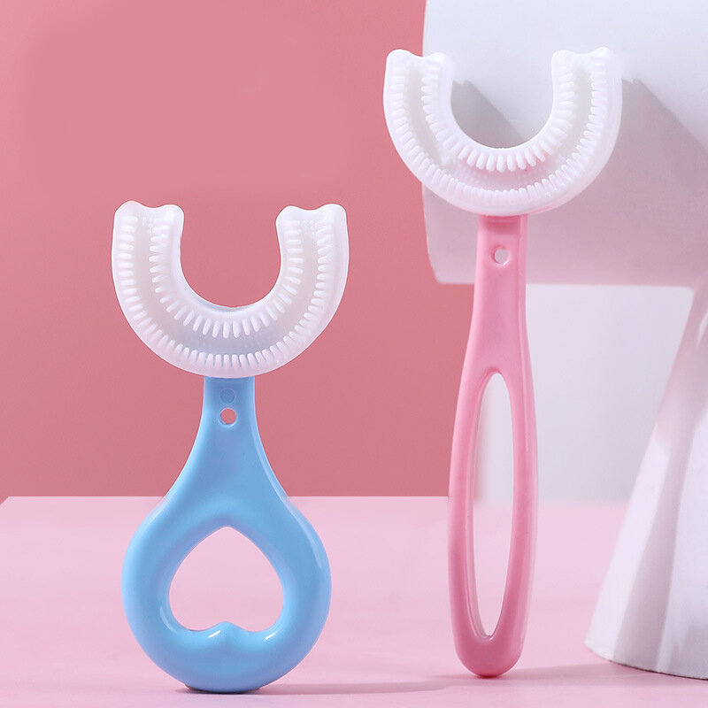 Spazzolino da denti per bambini spazzolino da denti per bambini a forma di U spazzolino da denti in Silicone morbido per uso alimentare 360 ° Design per la pulizia orale spazzolino da denti per allenamento manuale
