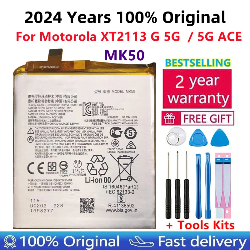 Bateria de substituição para Motorola Moto MK50, baterias do telefone móvel, MK50, alta qualidade, 5000mAh, original, novo