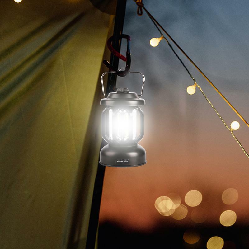 Linterna LED Vintage para exteriores, linterna portátil recargable con mango, diseño de caballo Vintage, luz de tienda impermeable