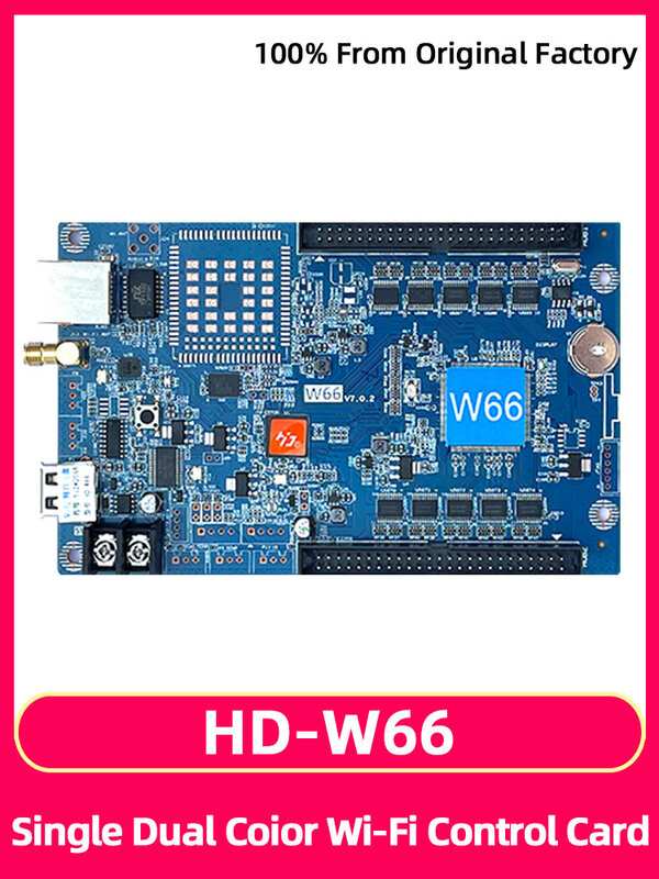 HuiDu-Panel LED de un solo Color HD-W66, tarjeta de Control WiFi para teléfono móvil, pantalla LED, pantalla de píxeles, animación, puerto USB