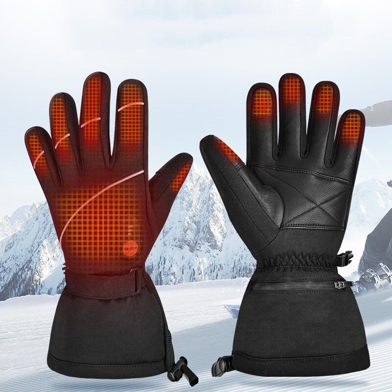 ถุงมือหนังให้ความอบอุ่นในฤดูหนาวถุงมือขี่มอเตอร์ไซค์, ถุงมือให้ความอบอุ่นปรับอุณหภูมิได้3ระดับ