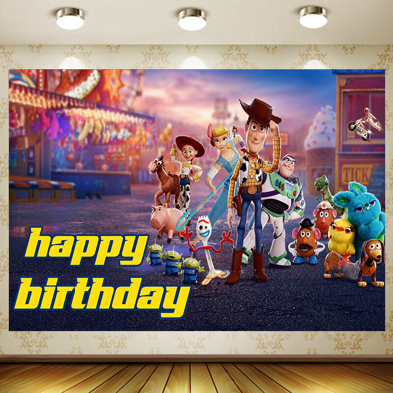 Speelgoed Verhaal Achtergrond Verjaardagsfeestartikelen Decoratie Aanpassen Game Achtergrond Baby Shower Banner Kid Faovr Room Decor
