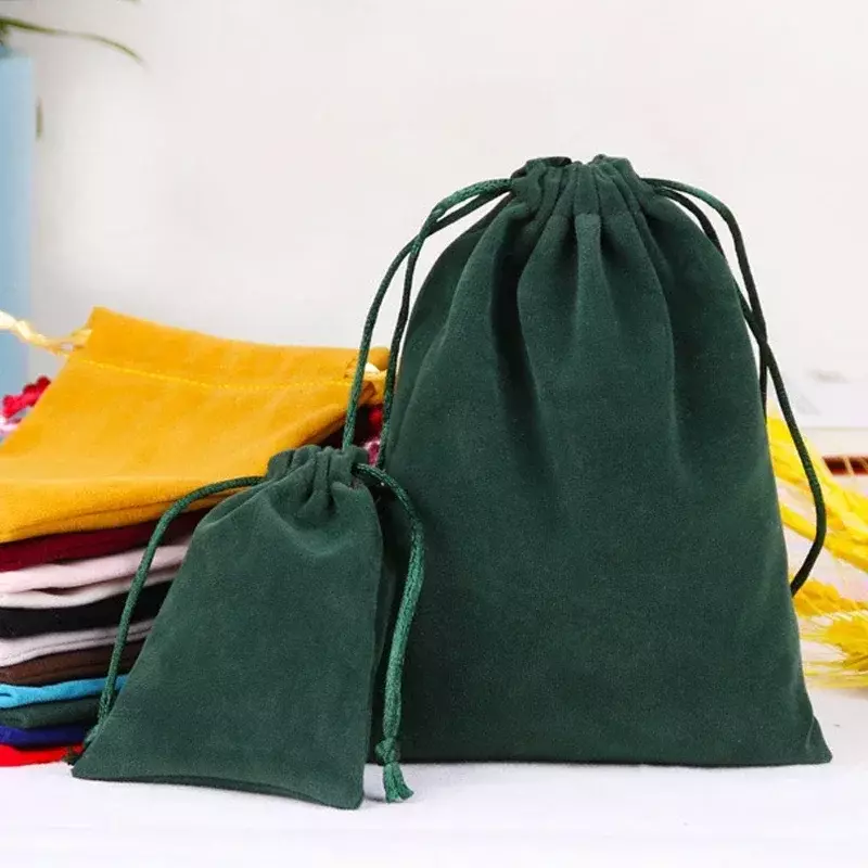 DN4 Coloful Jewelry Velvet Drawstring Pouch Soft Fabric Package Display Pouches For Wedding Party Gift Dust Bags