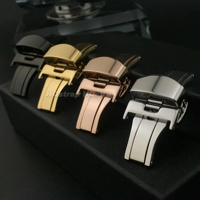 Bracelet de montre en acier inoxydable, boucle papillon, poli, mat, 16mm, 20mm, 22mm, 24mm, 10/12/14mm, accessoires de fermoir