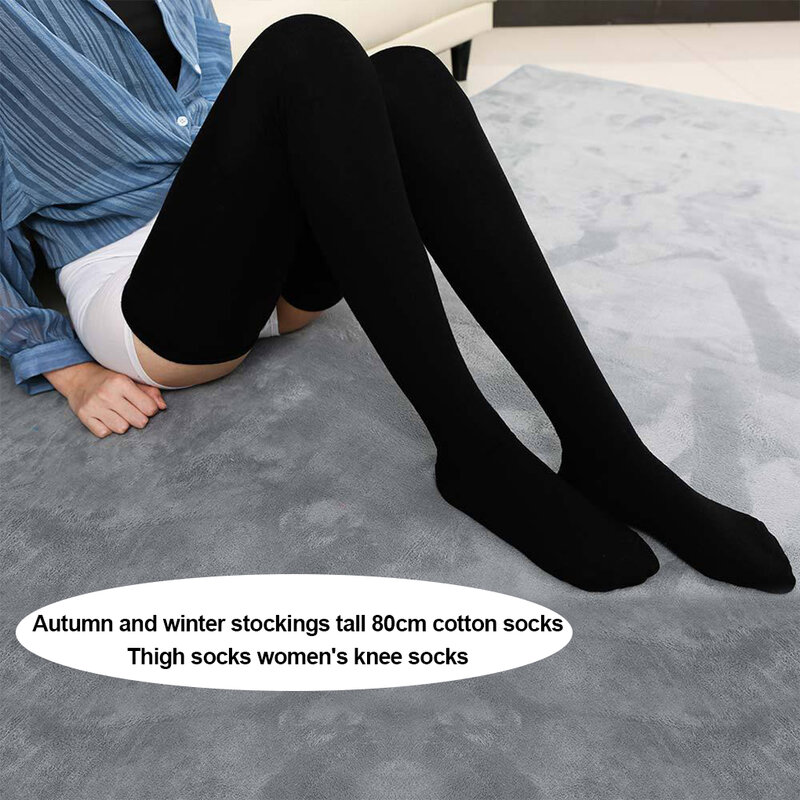 80cm Long Tube Knee Socks Velvet High Elasticity Uniform White Stockings Anti-slip Slim Velvet Thigh Stokings Women Height 190cm