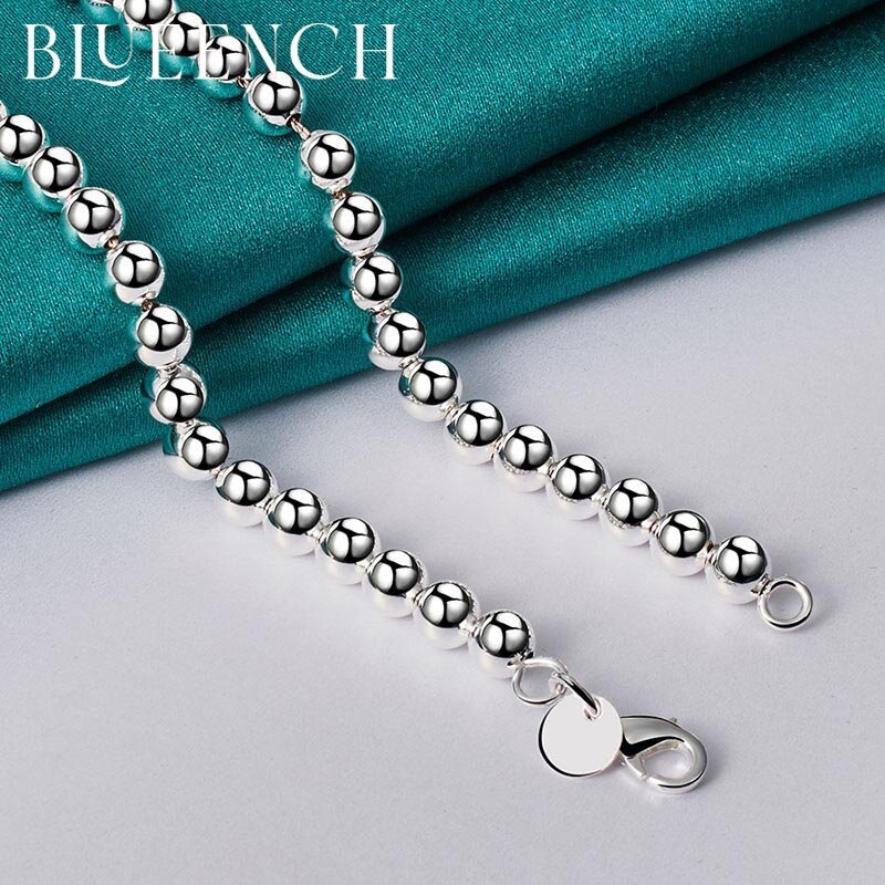 Blueench 925 فضة لامعة الكرة سلسلة قلادة للنساء اقتراح حفل زفاف بسيط شخصية مجوهرات الأزياء