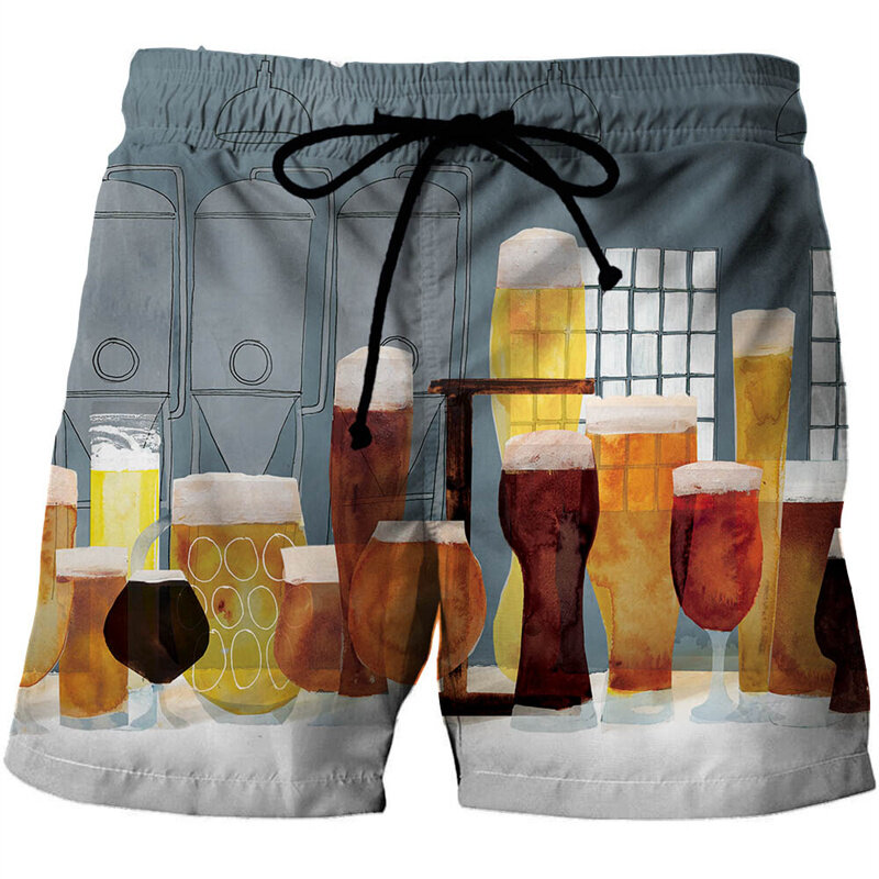 Letnie piwo 3D spodenki z nadrukiem męskie damskie Street modne rekreacyjne Oversize krótkie spodnie letnie fajne męskie spodenki plażowe do pływania krótka, sportowa