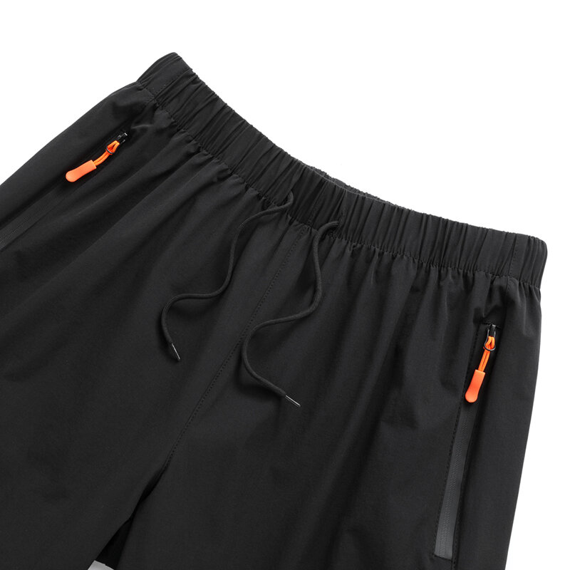Pantalones cortos transpirables para hombre, Shorts informales de cintura elástica, secado rápido, para Fitness, trotar, playa, color negro, 2024