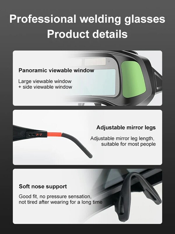 Gafas de soldadura de oscurecimiento automático, gafas de soldadura de arco de argón antideslumbrante, gafas de protección ocular, herramientas de soldador
