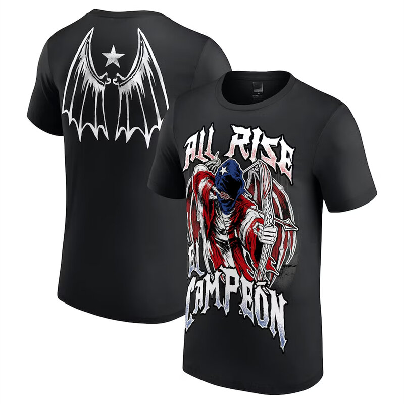 Camiseta de lucha libre para hombre y mujer, camisa de manga corta con estampado 3D de Damian Priest El Campeon, color negro, novedad de verano