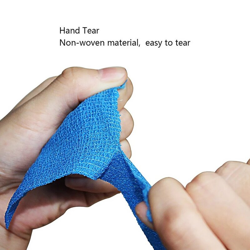 Selotip lekat sendiri gulungan perban pembungkus tekanan atletik kuat elastis pita pertolongan pertama biru tua