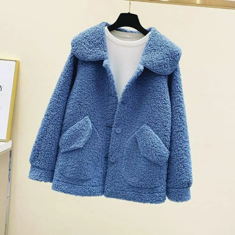 Soft  Chic Cardigan Loose Autumn Jacket Turn-down Collar Lady Coat Long Sleeves   for Home