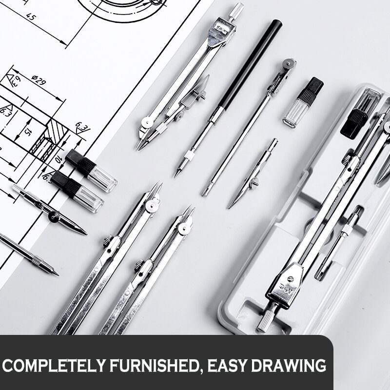 M & g conjunto de desenho de bússola de metal profissional de alta precisão com recargas de lápis levar conjunto de desenho de bússola escolar