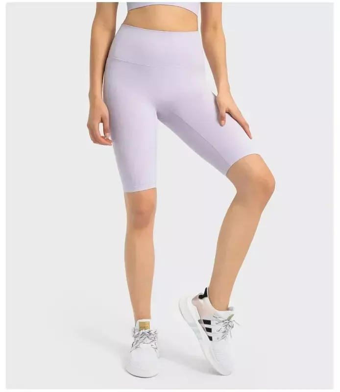 กางเกงรัดรูปเอวสูงสำหรับผู้หญิงลายมะนาว10 "กางเกงเล่นกีฬาฟิตเนสวิ่งเข้ารูปเอวสูง