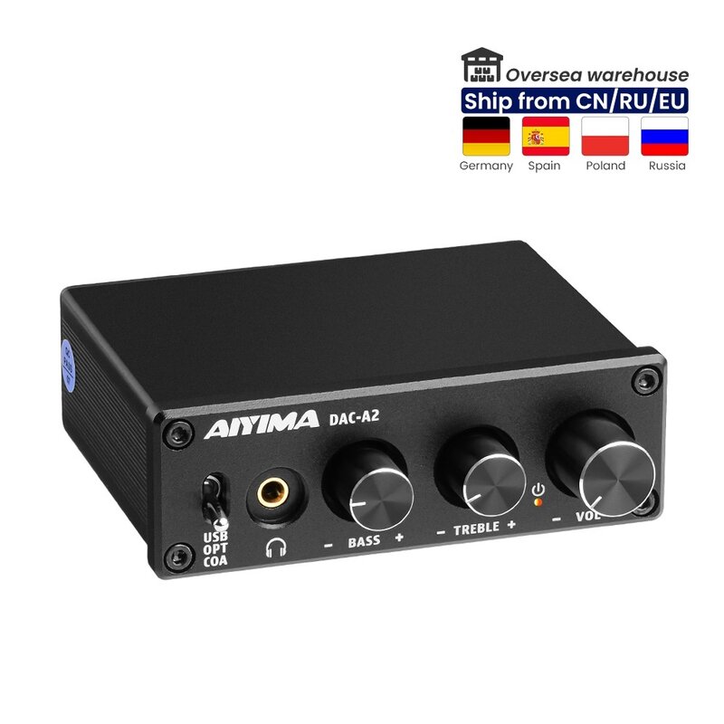 Mini decodificador de Audio Digital HiFi 2,0, amplificador de auriculares DAC USB, 24 bits, 96KHz, entrada USB/Coaxial/Salida Óptica, RCA Amp, DC5V