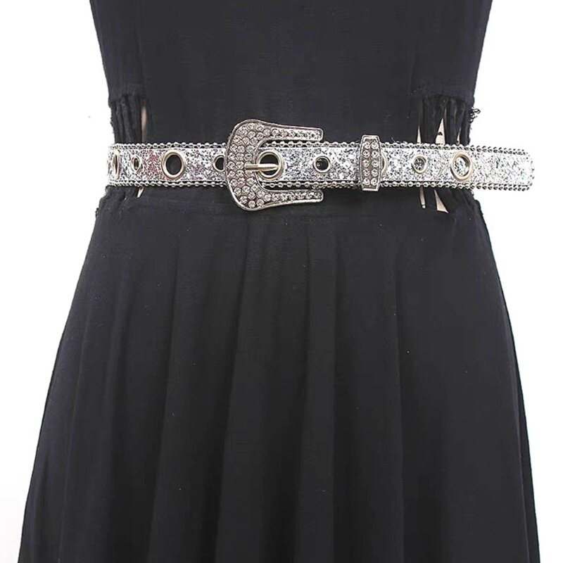 Waist Belt with Buckle Y2k Full Sequins Belt for Adult Drop Shipping