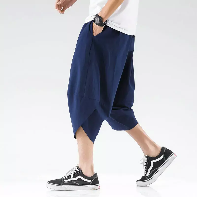 Streetwear celana selempang pria, celana Harem kasual Harajuku pria, celana Joger kualitas tinggi, celana olahraga ukuran besar musim panas 5XL