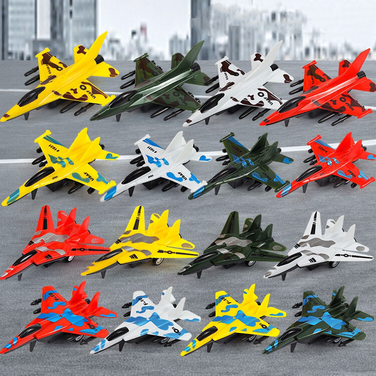 Camuflagem modelo militar de brinquedo para crianças, mini avião, carro puxado, quebra-cabeça brinquedos, presentes do menino, lutador, 2pcs